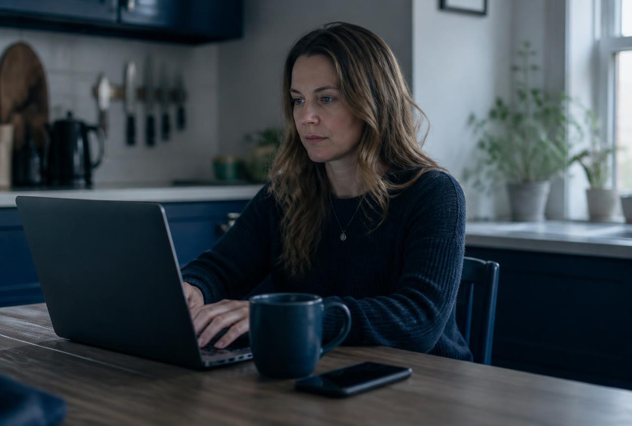 A volunteer sending program outreach from a laptop at home